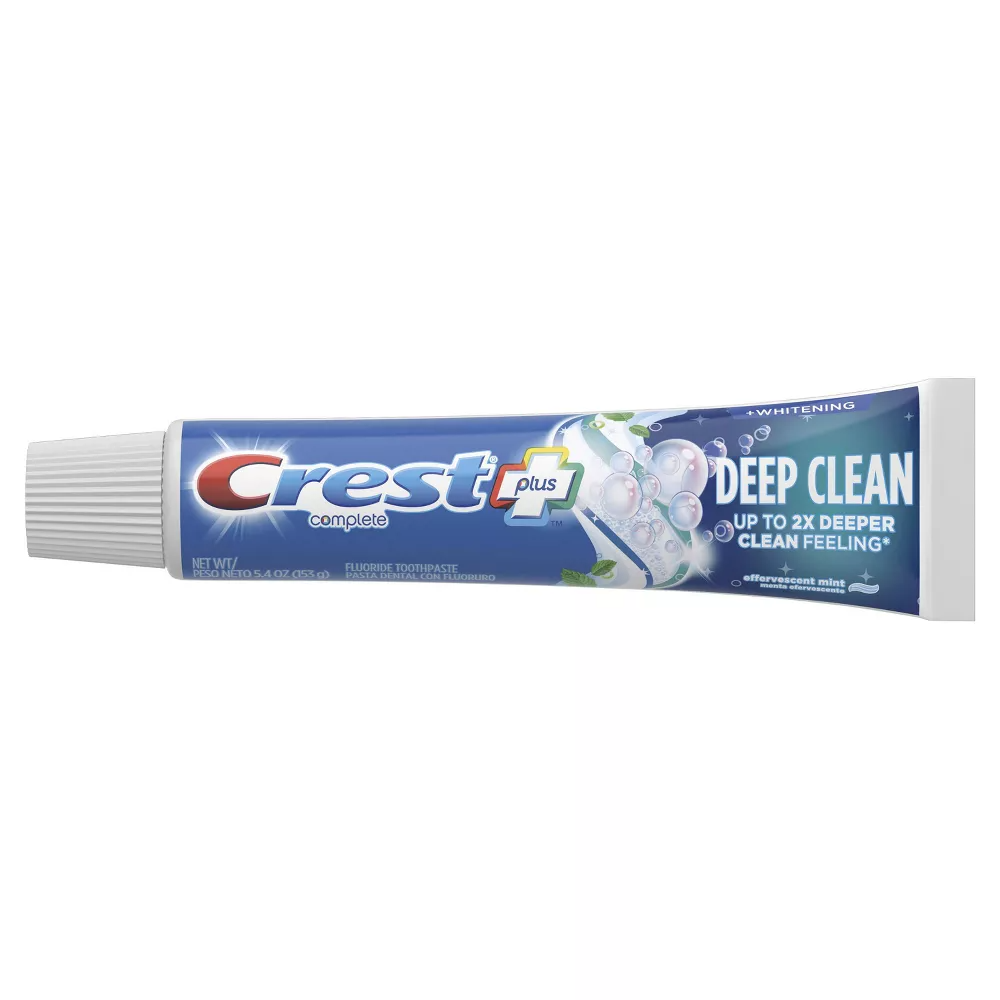 Crest Complete Whitening Fluoride Toothpaste Plus Deep Clean Effervescent Mint, 5.4 Oz